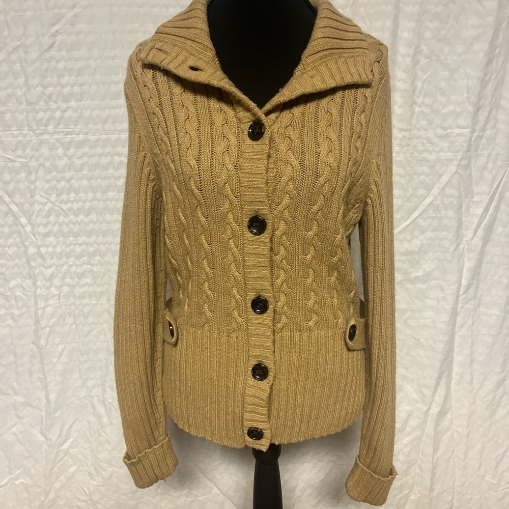 Banana Republic Camel Cable Knit Cardigan
